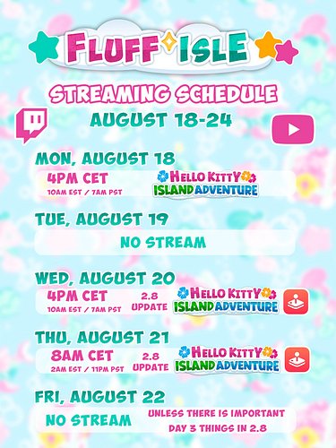 Next week’s streaming schedule with the 2.8 update!