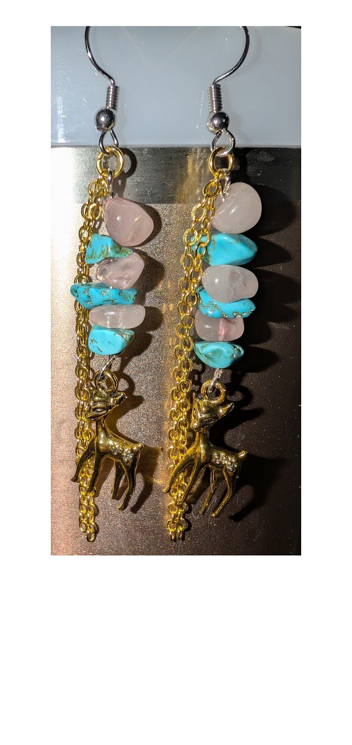 Crystal Dangle Earrings With Deer Charms! product image (1)