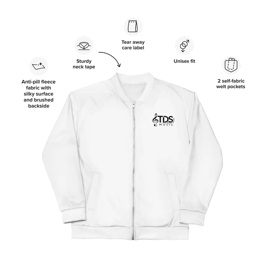 TDS Music Unisex White Bomber Jacket – Exclusive Design for Music Fans product image (8)