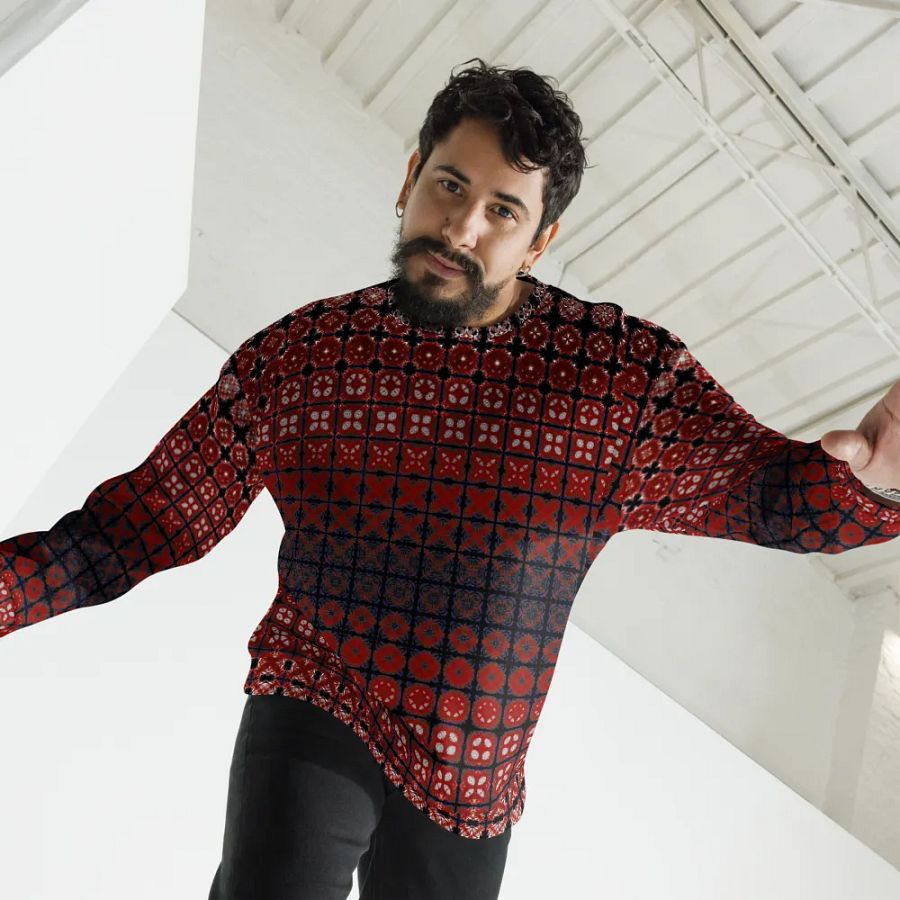 Abstract Red Squares Unisex All Over Print Sweatshirt product image (5)