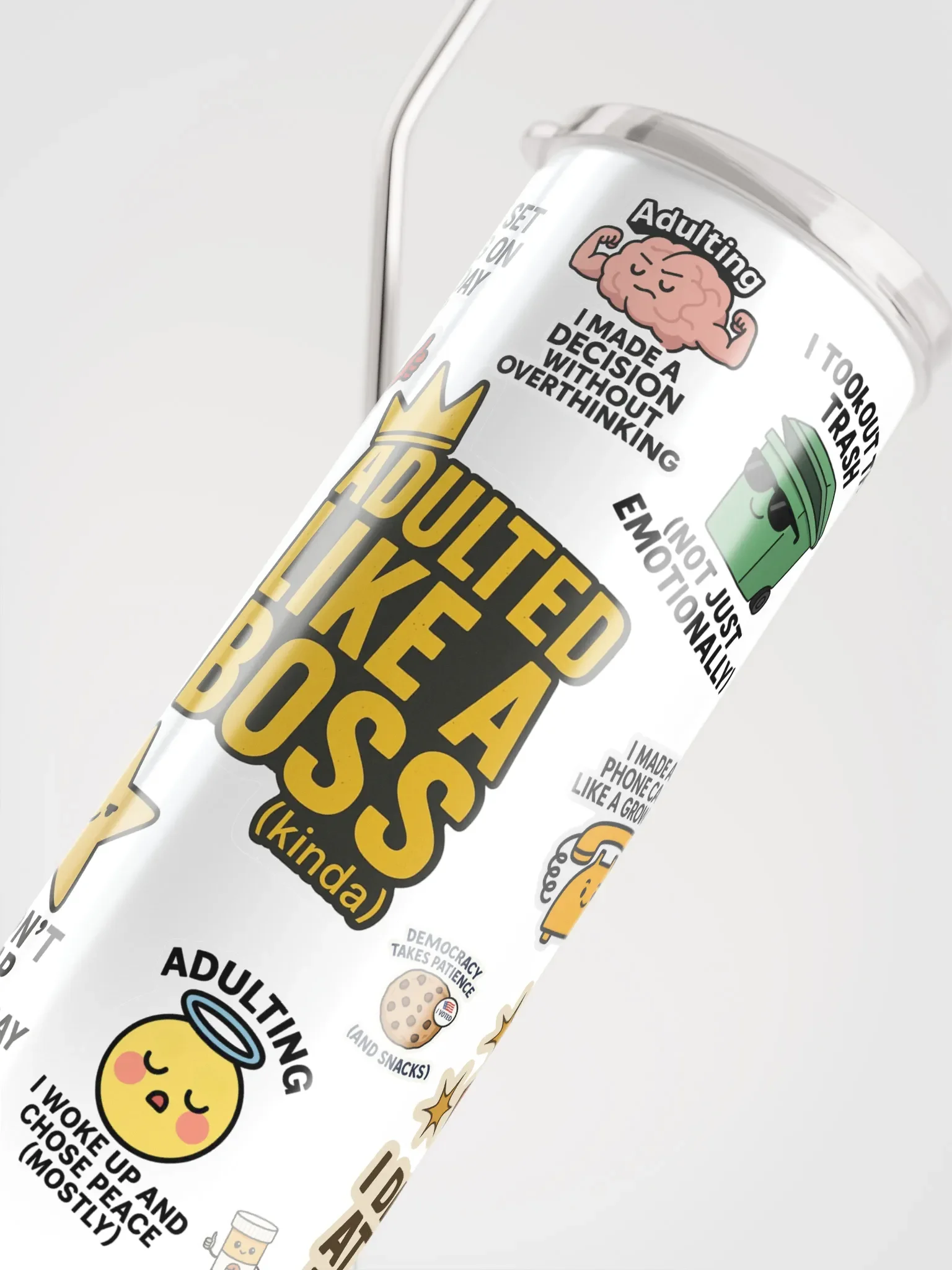 Humorous Adulting Stickers Tumbler product image (4)