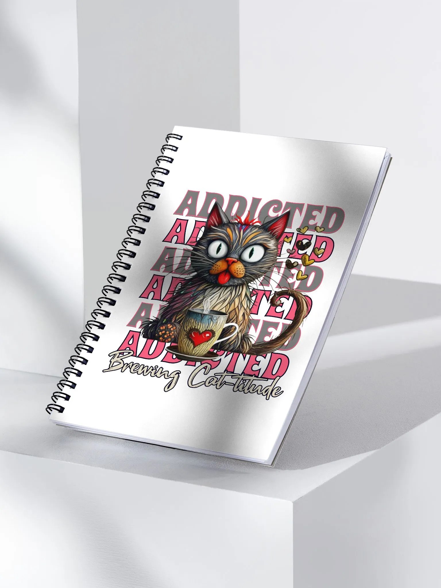 Addicted Brewing Cat-titude Whimsical Coffee Love Spiral Notebook product image (2)