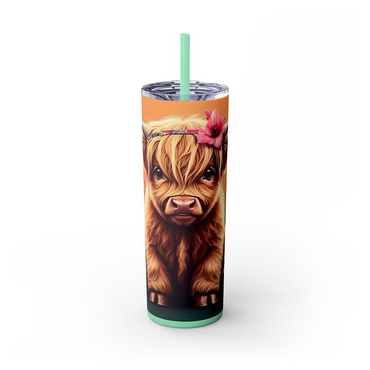 Floral Highland Cow Tumbler Wrap - Cute Boho Calf Design product image (2)