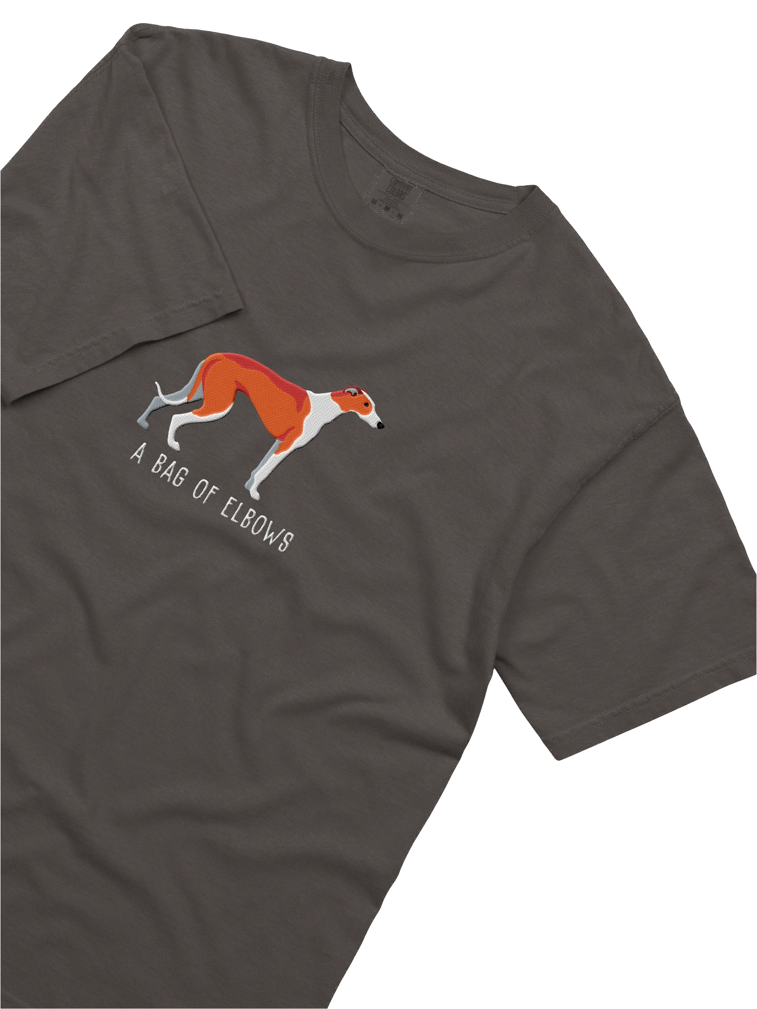 A Bag of Elbows T-Shirt(Embroidered) of a Greyhound(Red & White) product image (27)