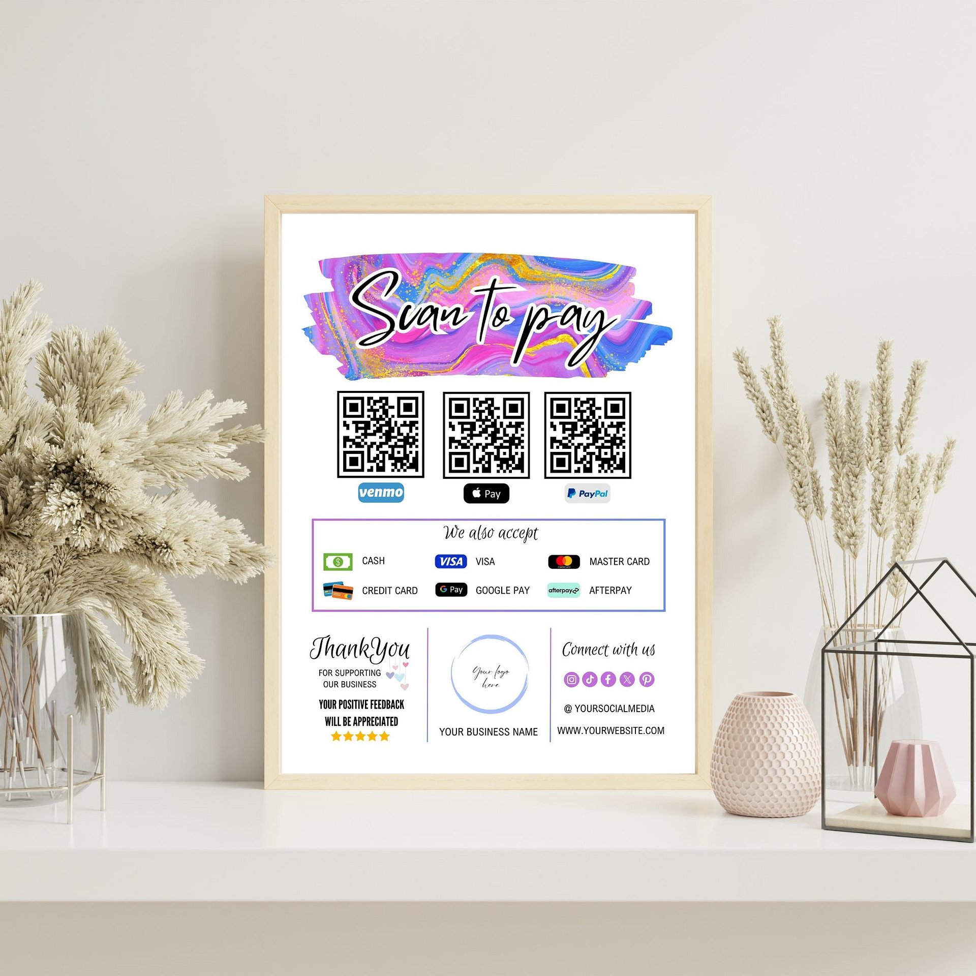 Unicorn - Scan To Pay QR Code Sign Template product image (6)
