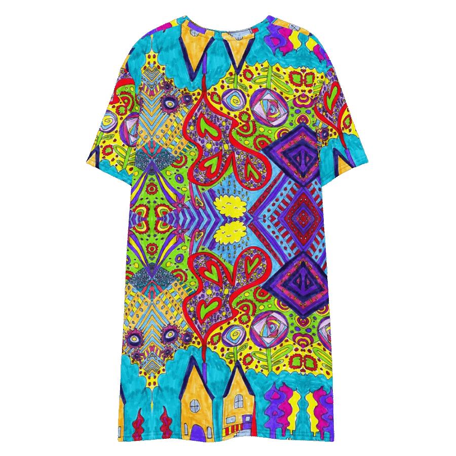 Abstract Doodle Happiness Ladies T Shirt Dress product image (10)