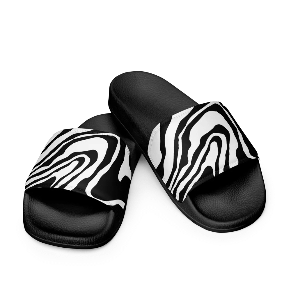 B/W Monochrome Printed Waves Men's Slides product image (10)