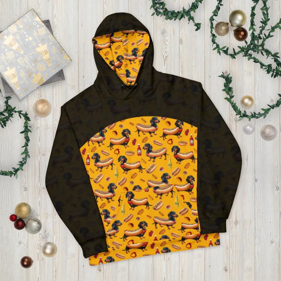 Dachshund Delight All-Over Hoodie (Obsidian) product image (10)