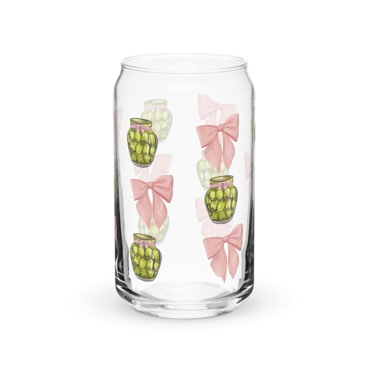 Olives and Bows Girly Print Glass Can Cup With Or Without Lid product image (6)