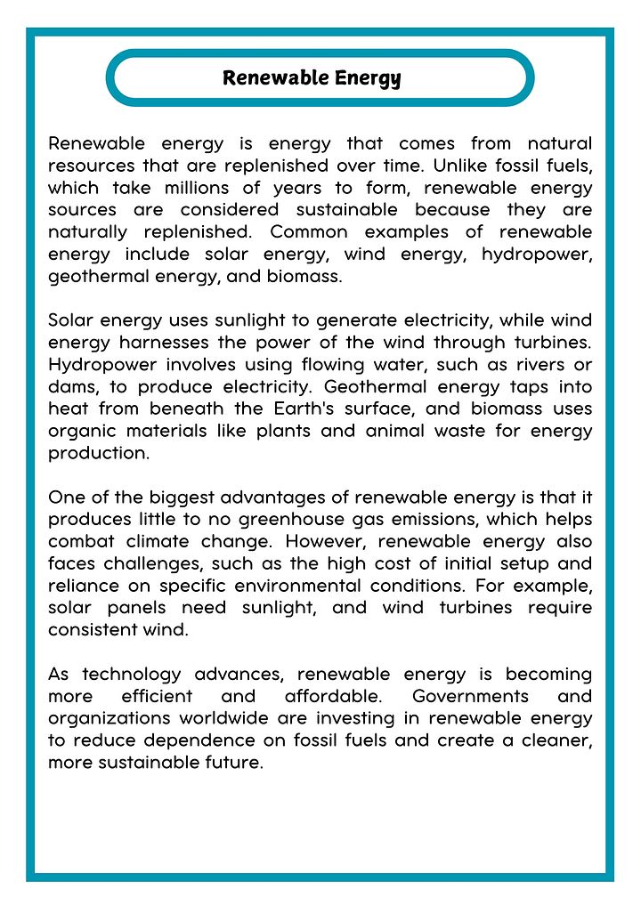 Renewable Energy Reading Passage with Comprehension Questions product image (2)