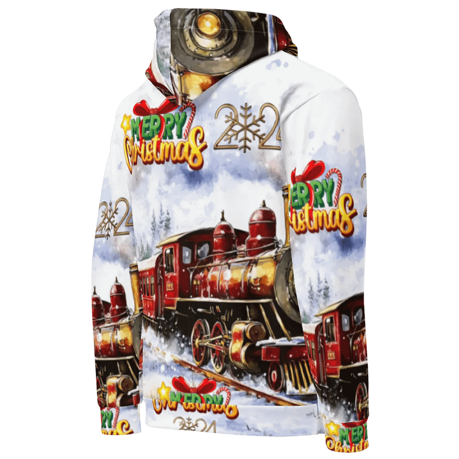 Snowy Steam Train Christmas Hoodie product image (9)