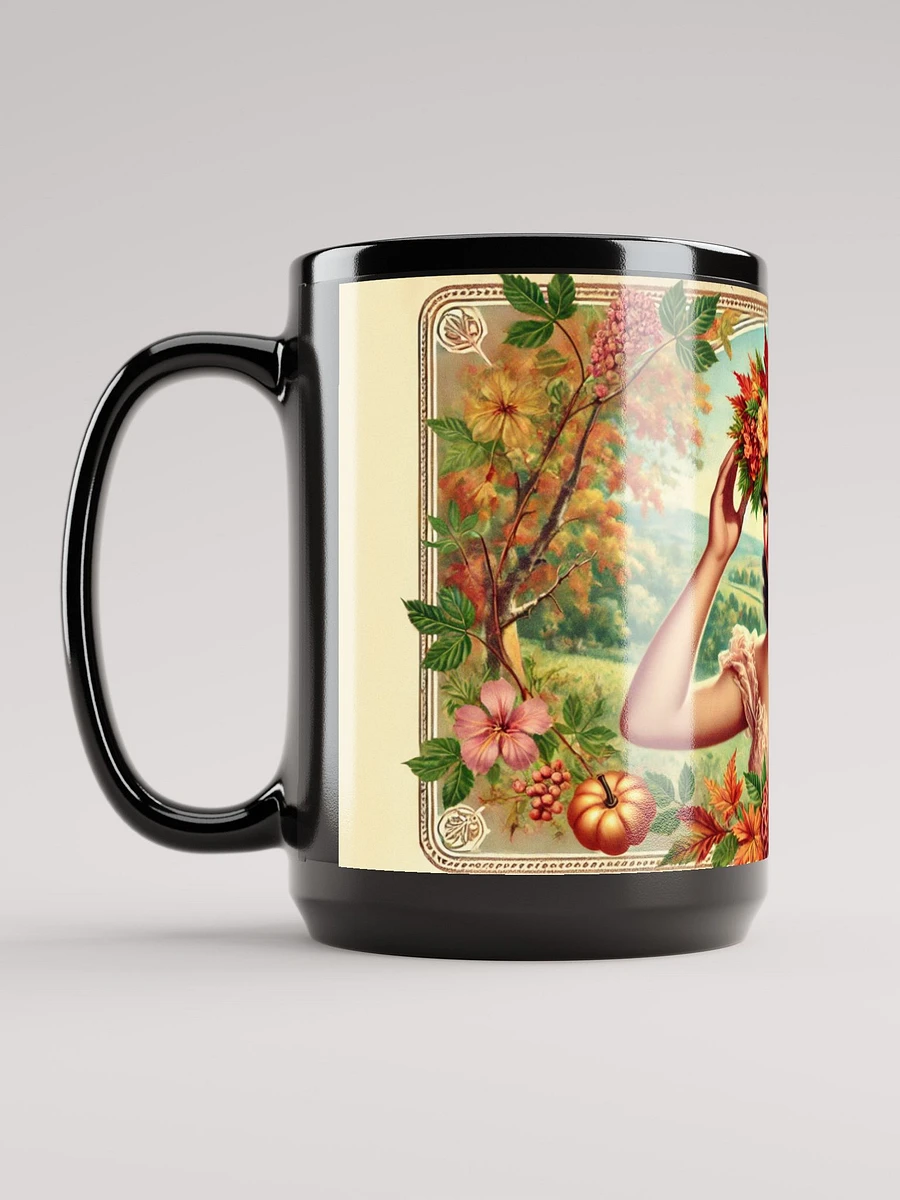 Autumn Floral Elegance Coffee Cup- 15 oz Glossy Black Mug product image (6)