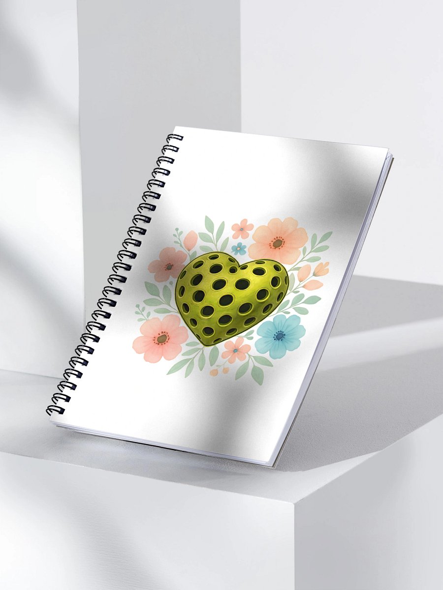 Pickleball Heart Flowers Golden Spiral Notebook product image (3)