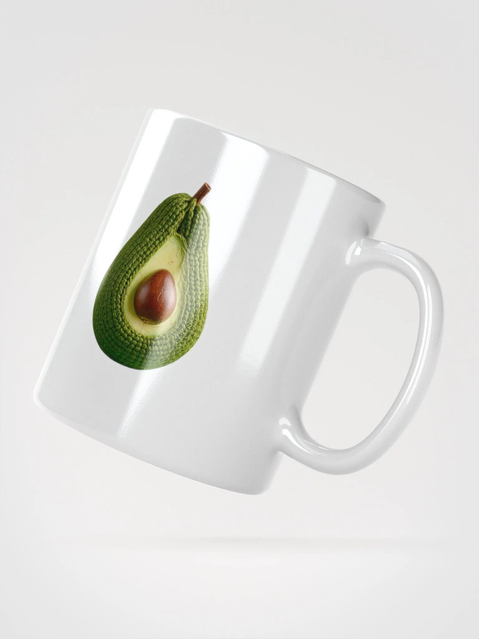 CozyAvocado White Glossy Mug Crochet Avocado #1 product image (2)