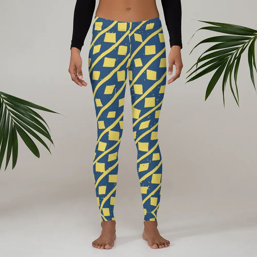 Dynamic Yellow Geometric Movement Leggings product image (3)