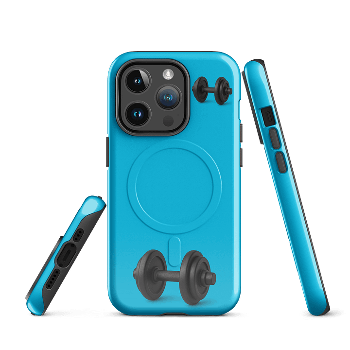 Vibrant Cyan Black Double Dumbbell iPhone® Case product image (2)