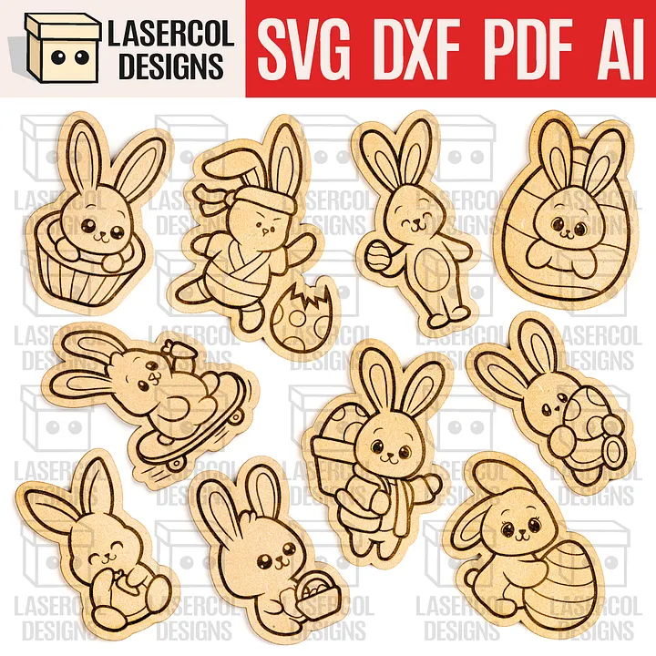 Easter Bunny Paint Kit DIY Cut Outs Set 7 - Laser Cut Files product image (1)