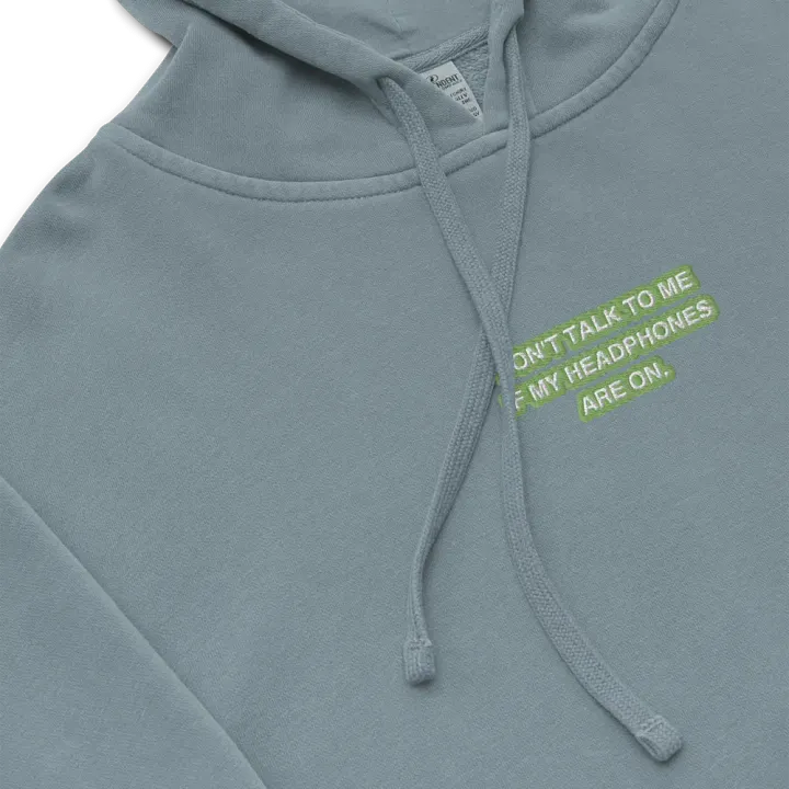 HEADPHONES ON (light green bubble design 2) embroidered pigment hoodie product image (1)