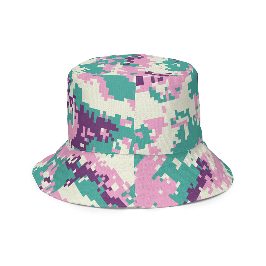 Pixelated Blue and Pink Camo Reversible Bucket Hat product image (4)