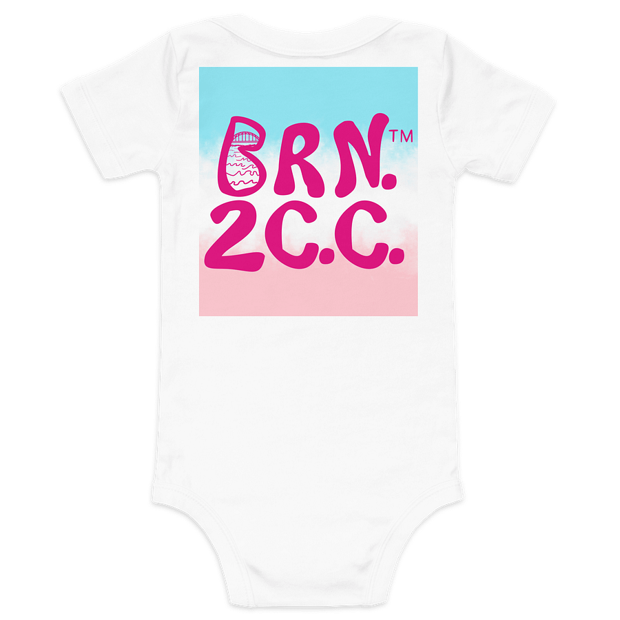 BOURNE to Cape Cod™ | Baby One-Piece with Snaps | BRN.2C.C.™ Logo Back | Ultra-Soft Cotton Bodysuit for Coastal Cuties | Vibrant Pink Logos on a Patriotic Pastels Graphic product image (10)