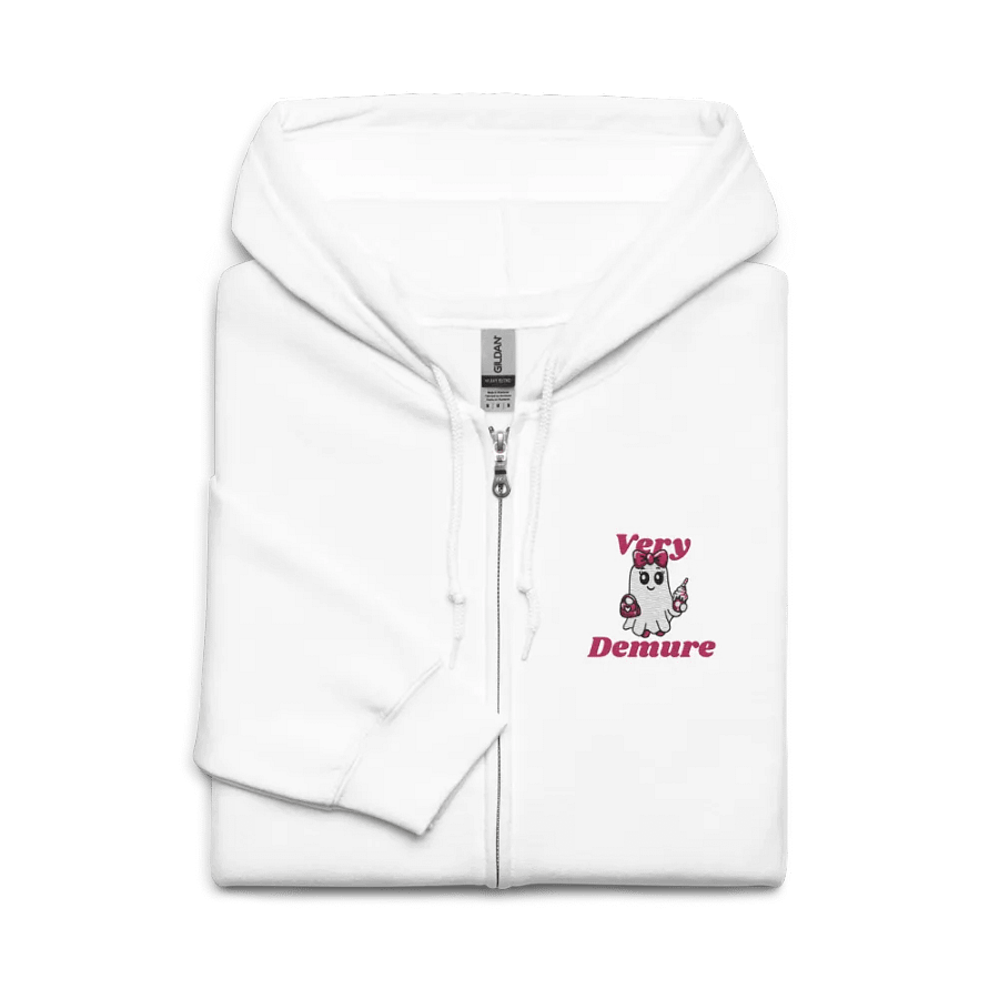 Very Demure Cute Ghost Embroidered Zip Hoodie product image (3)