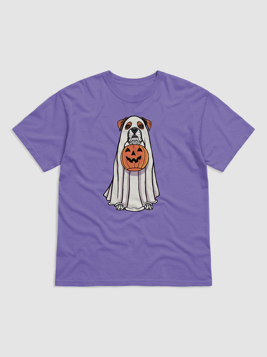 Funny Halloween Boxer Dog(2) T-Shirt | Funny Boxer Wearing a Ghost Costume and Holding a Pumpkin Basket product image (28)