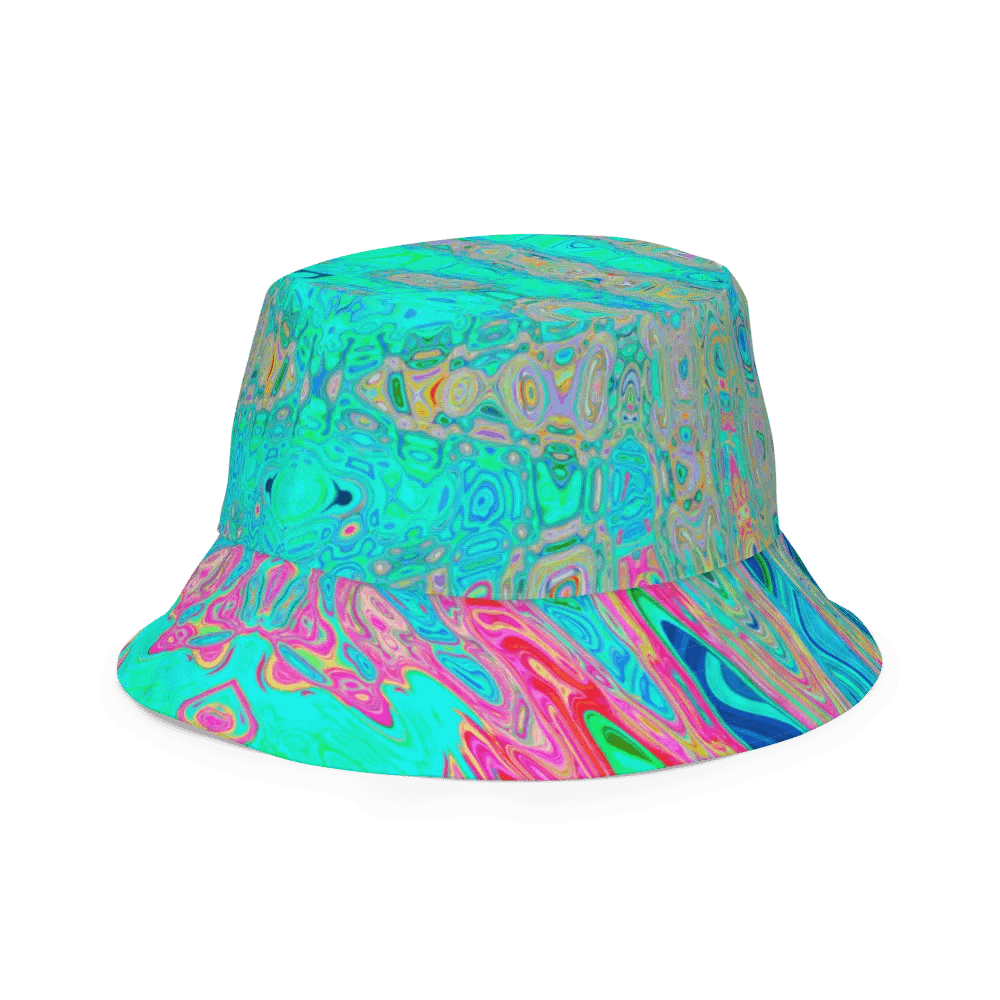 Groovy Abstract Retro Rainbow Atomic Waves Bucket Hat product image (5)