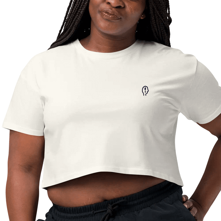 EXCLAIMING MENTALLY (L.C., navy) embroidered cotton crop top product image (38)