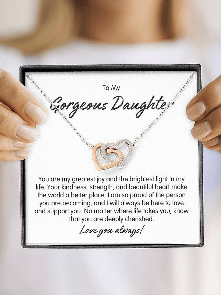 To My Gorgeous Daughter Interlocking Heart Necklace - You Are My Greatest Joy product image (1)