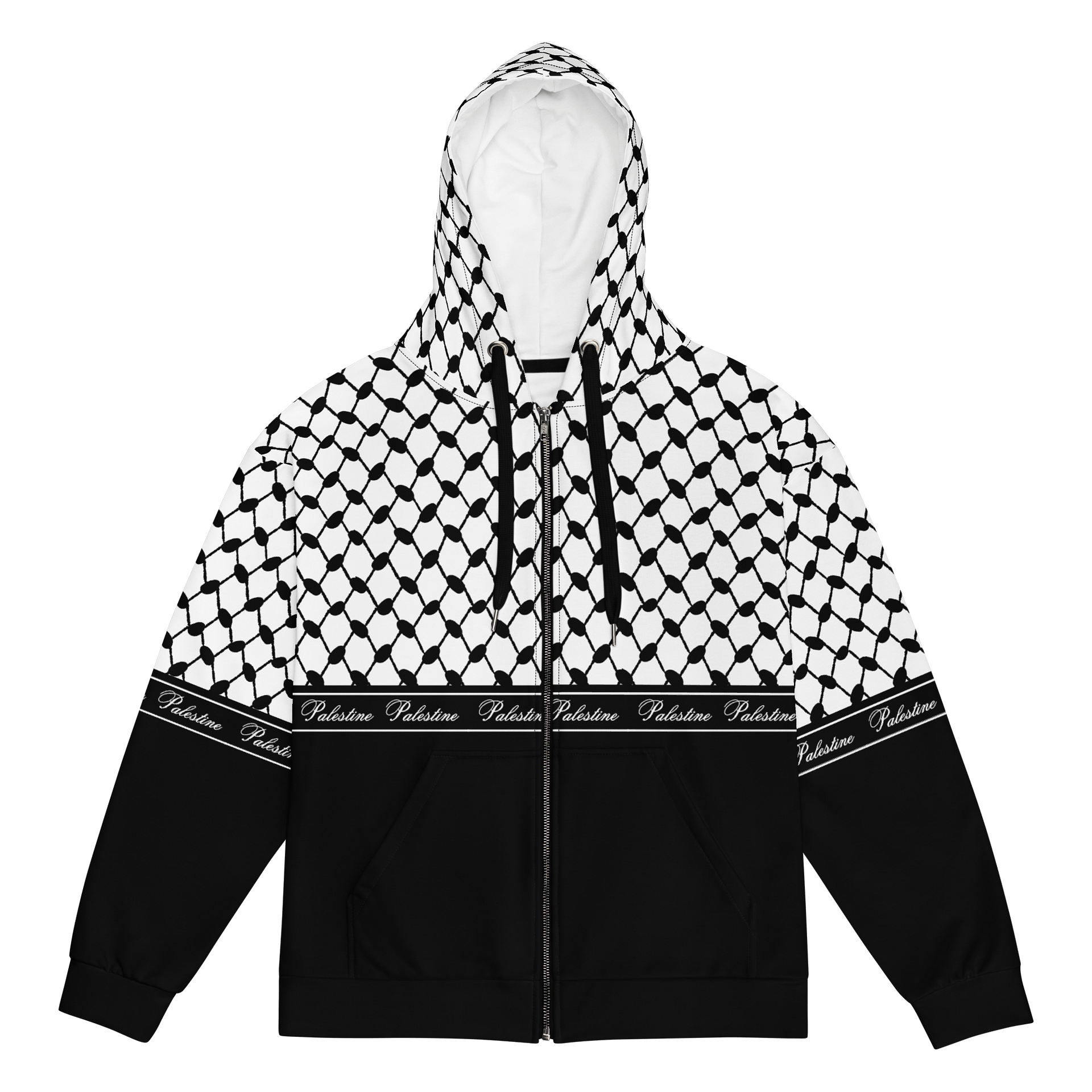 Black and White Half Keffiyeh Zip Hoodie product image (1)