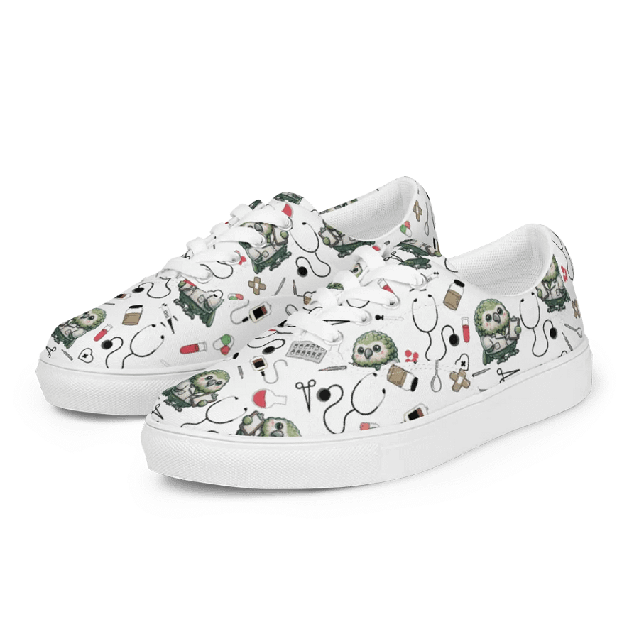 Cute Medical Kakapo Lace-up Canvas Shoes (White) product image (6)