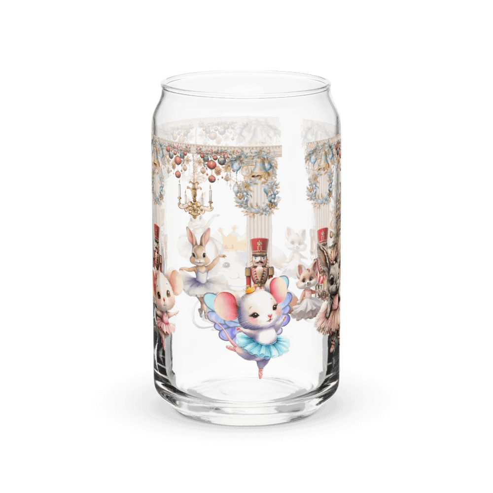 The Enchanted Nutcracker Ballet Glass Can Tumbler | 16oz BPA-Free Sipper with Bamboo Lid & Straw | Ballet-Themed Christmas Drinkware product image (10)
