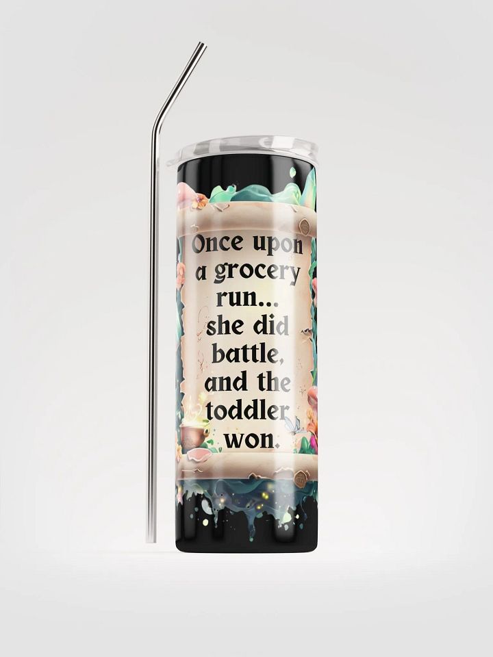 Funny Mom Tumbler – ‘Once Upon A Grocery Run’ Insulated Cup for Busy Moms - Black product image (1)