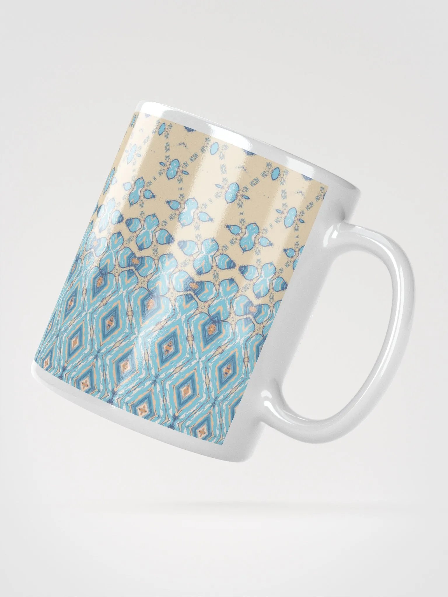 Blue & Cream Diamond Metamorphosis Ceramic Mug product image (2)