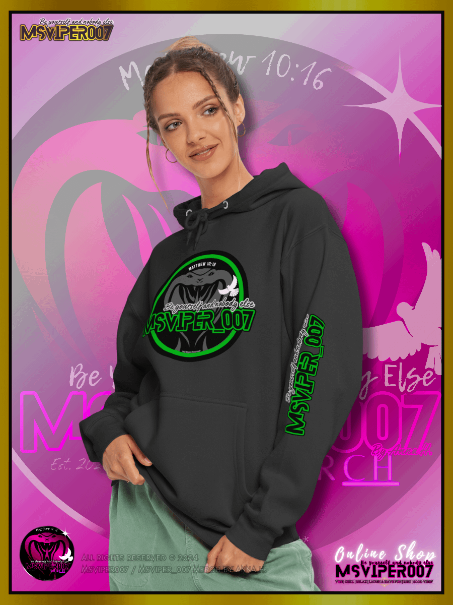 Hoodie - "MsViper_007™ Brand Classic" [green/blk emblem] - Streetwear/Active Hoodie By Anna H. product image (3)