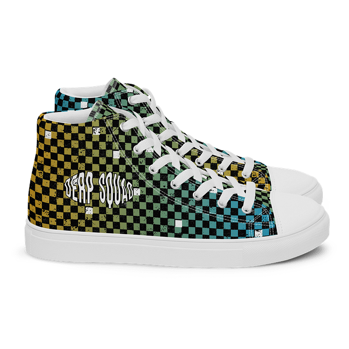 Derp Squad Checkered Men's High Top Canvas Shoes product image (2)
