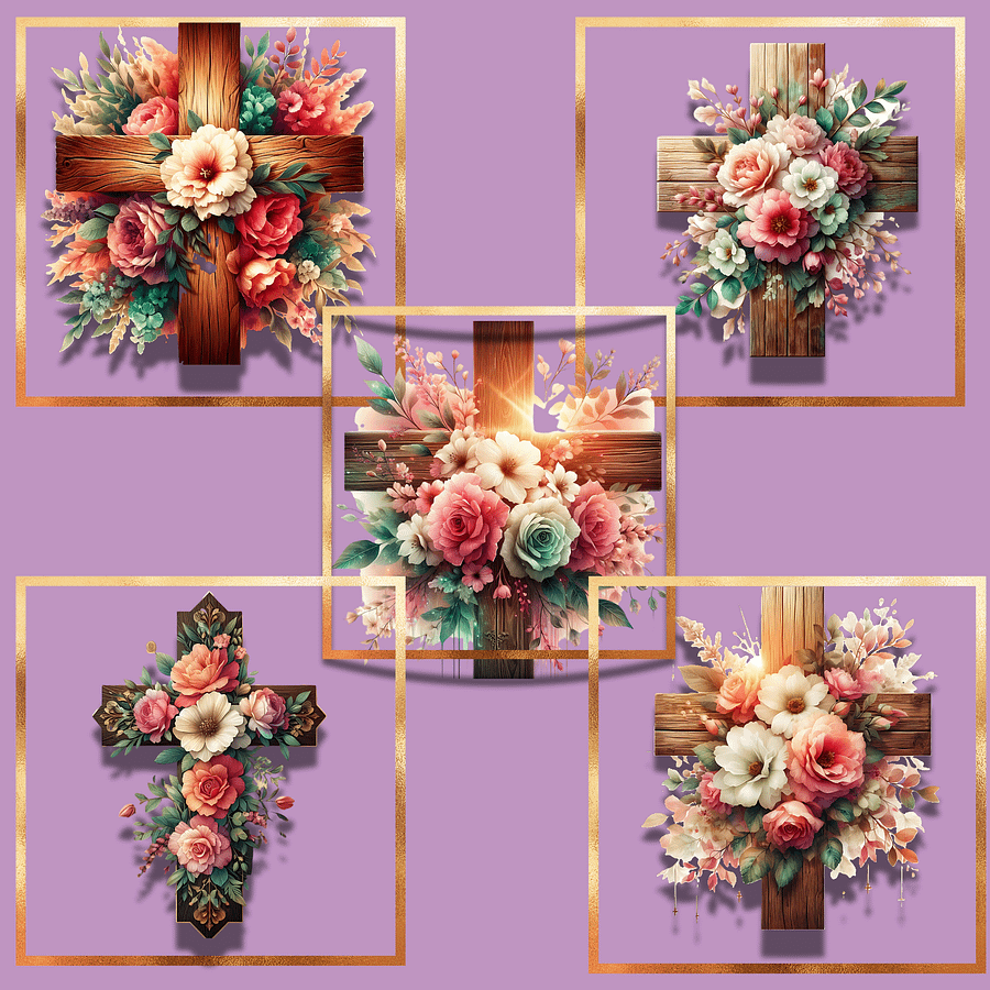 Watercolor Floral Cross product image (6)