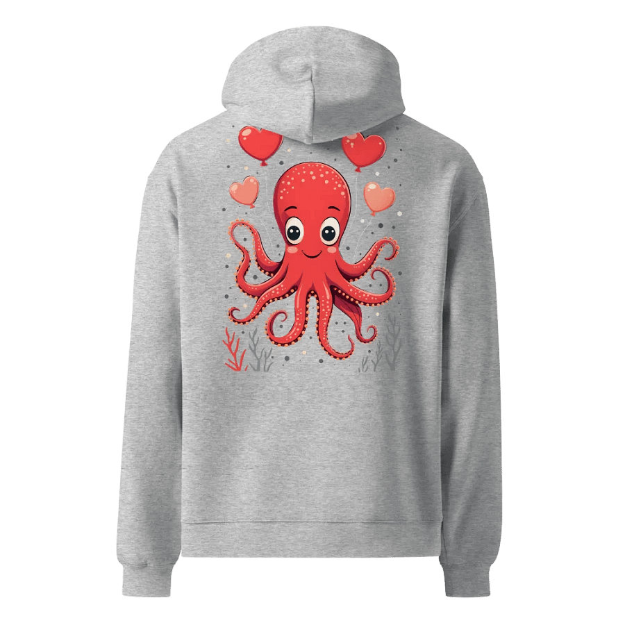 Octopus With Hearts Ballons Valentines Day Hoodie product image (12)