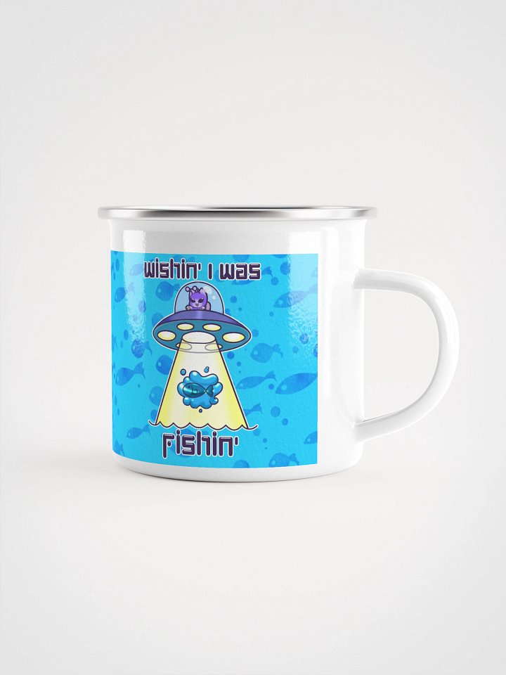 Wishin' I was Fishin' Enamel Mug product image (1)