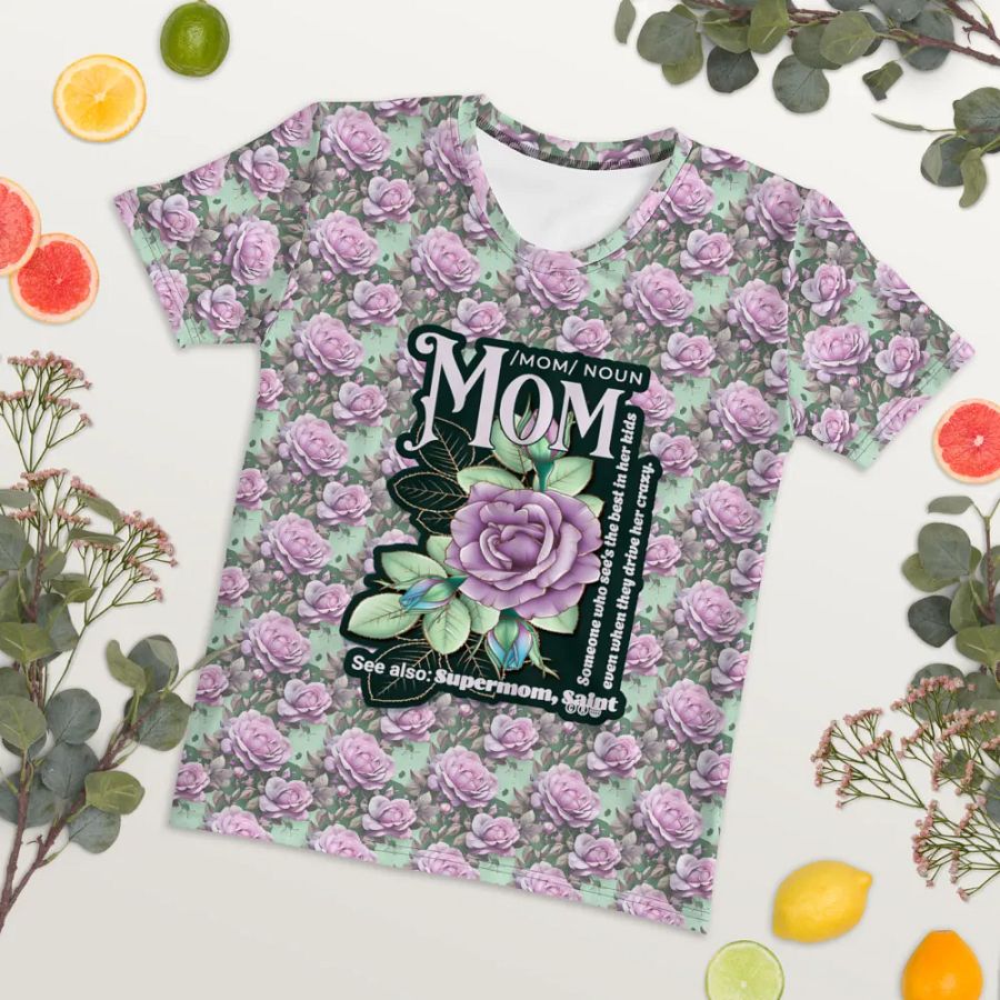 Funny Mom Floral All Over Print T-shirt product image (12)