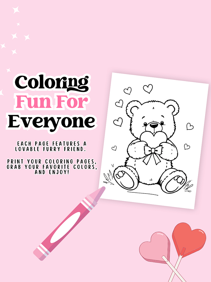 VALENTINE BEAR COLORING PAGES product image (2)