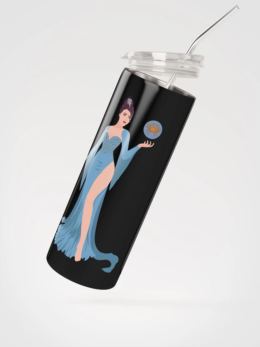 Blue Cancer Woman Illustrated Stainless Steel Tumbler: Zodiac Elegance! ♋💙 product image (2)