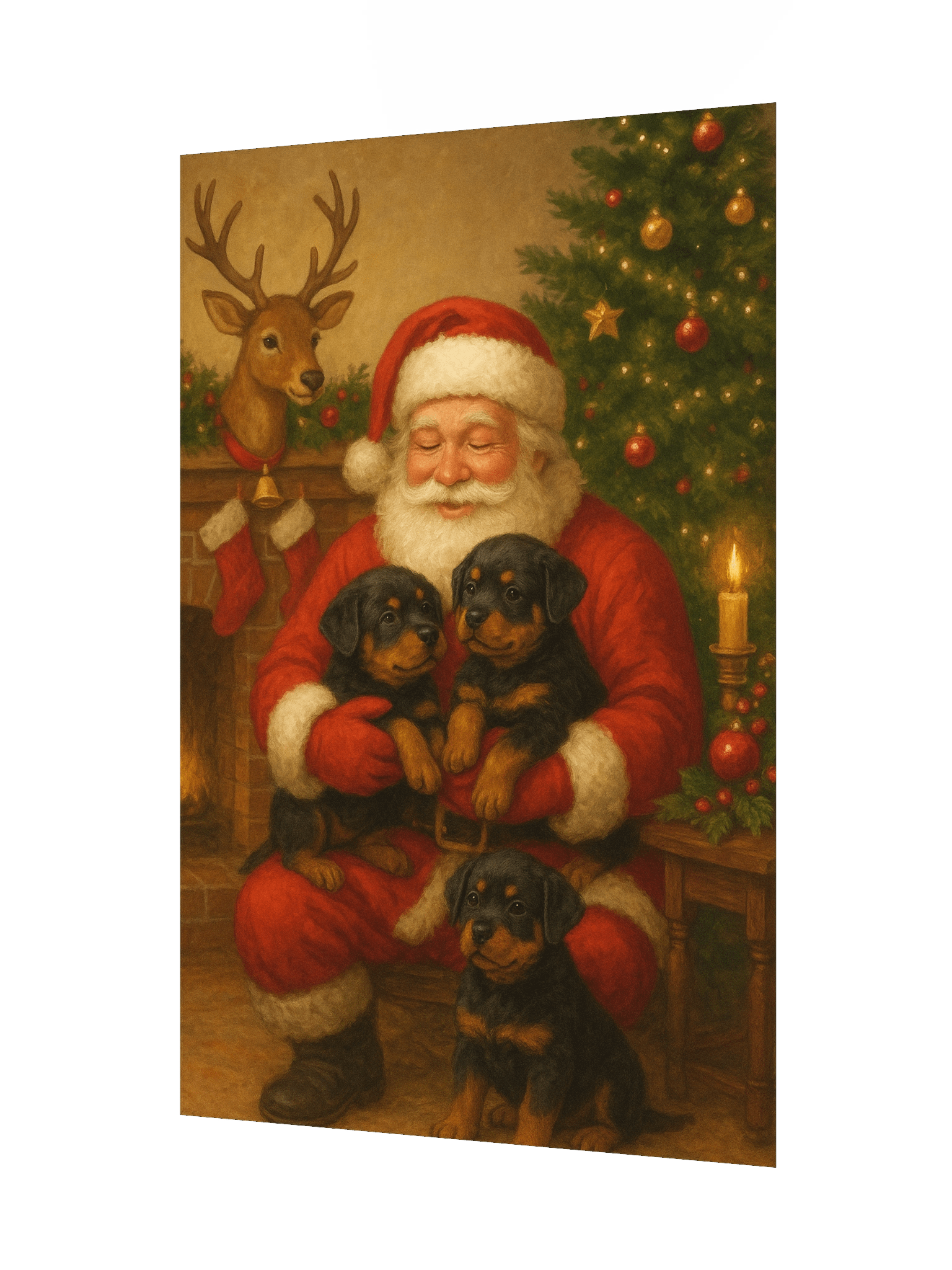 Santa's Rottweiler Puppies Festive Poster product image (7)