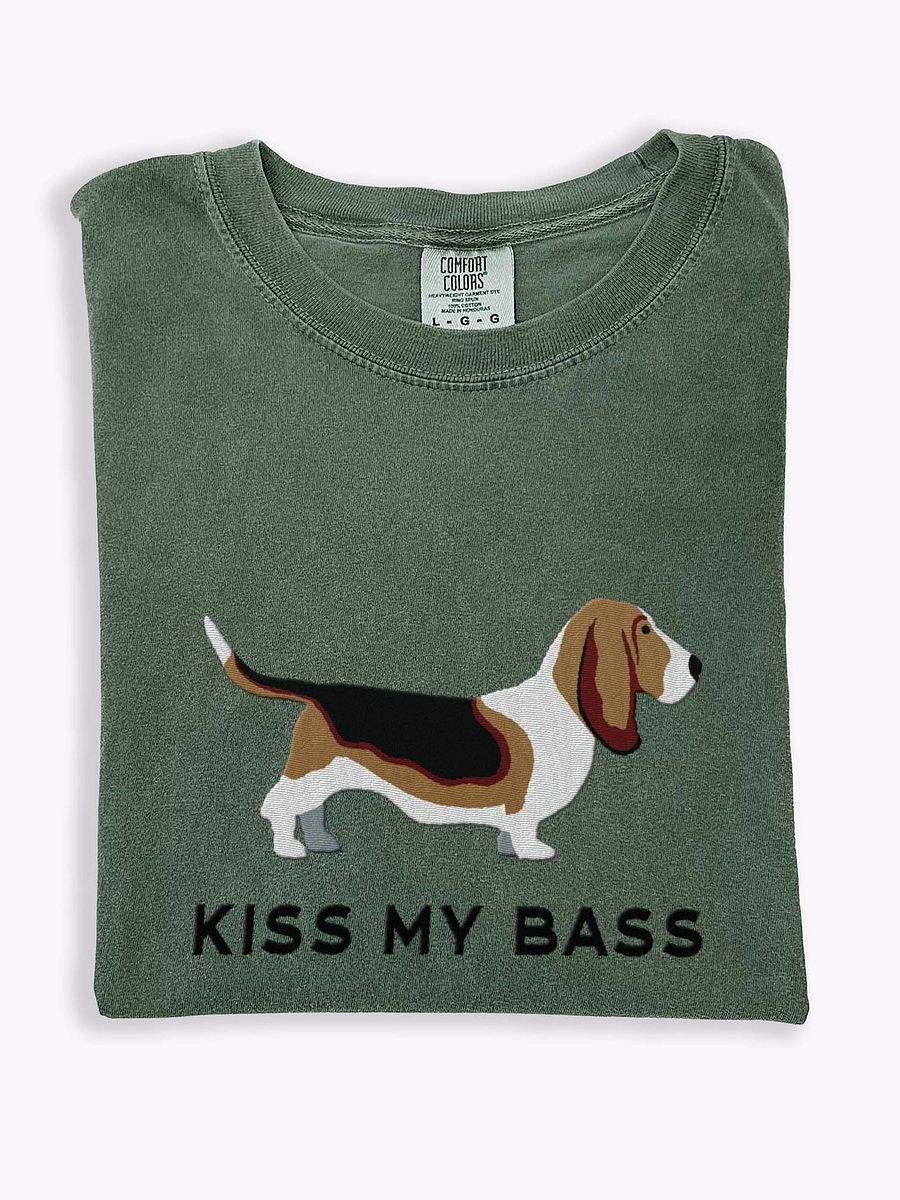 Kiss My Bass T-Shirt(Embroidered) of a Basset Hound product image (1)