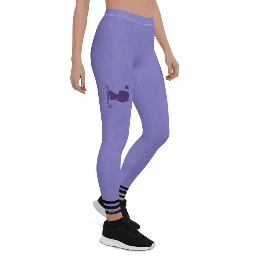 All-Over Print Leggings-Backfill Moody Blue colour with Pink Lady design, black stripes. product image (7)
