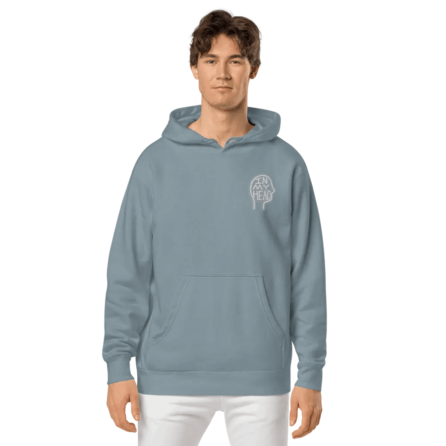 In My Head (L.C. grey bubble design 2) embroidered pigment hoodie product image (2)