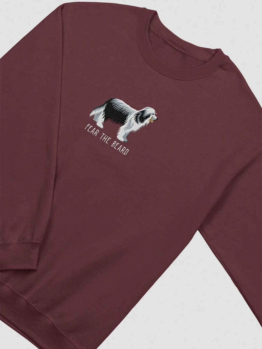 Fear the Beard Sweatshirt (Embroidered) of a Bearded Collie(Black & White) product image (9)