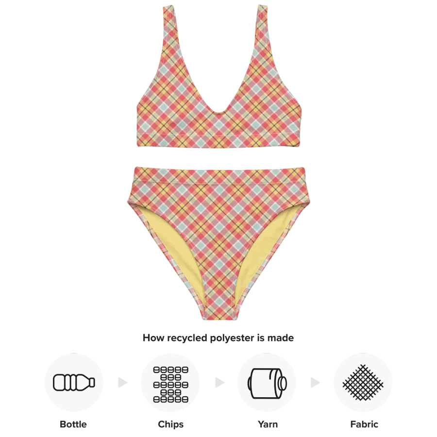 Coral Pink, Yellow, and Mint Plaid Bikini product image (10)