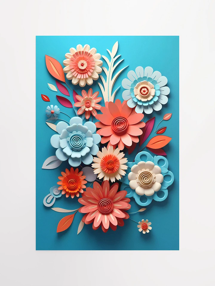 Spiral Elegance - Vibrant Quilled Paper Flowers Artwork Display Matte Poster product image (2)