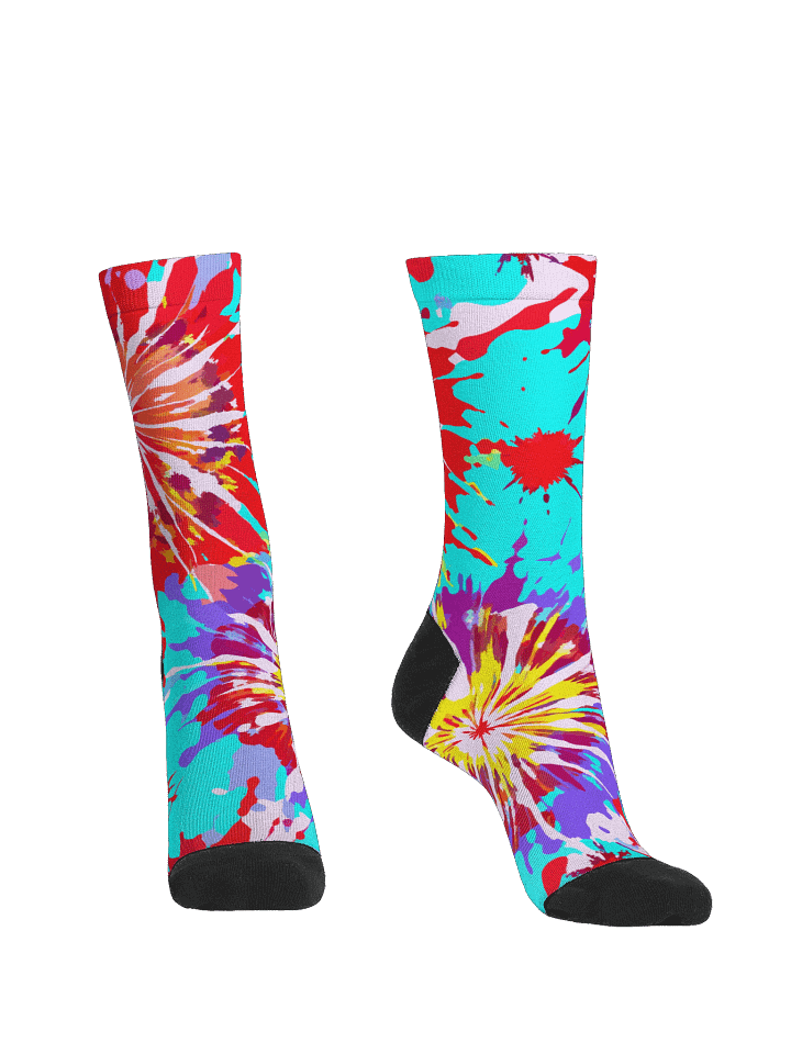 Eco-Friendly Tie-Dye Splatter Pattern Crew Socks product image (2)